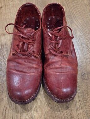 GUIDI 792Z, Size 36.5 Red Goat Full Grain Leather Classic Derby Shoes